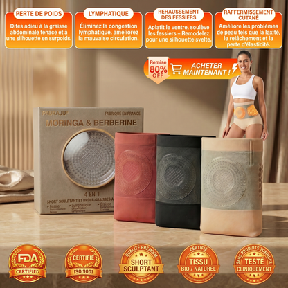 Boutique Officielle | 💌🌭𝐏𝐀𝐔𝐑𝐀𝐉𝐔® 2026 Short Sculptant & Brûle-Graisses 4-en-1 aux Micro-Particules de Moringa & Berbérine-QZE